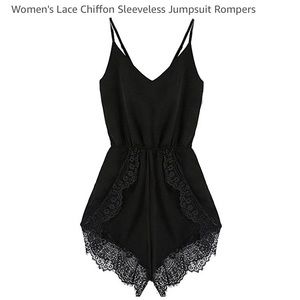 Black romper with lace detail